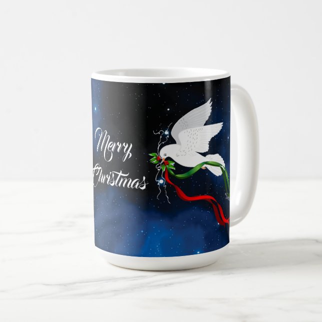 Caneca De Café Cama de Natal de Dove Branca (Frente Esquerda)