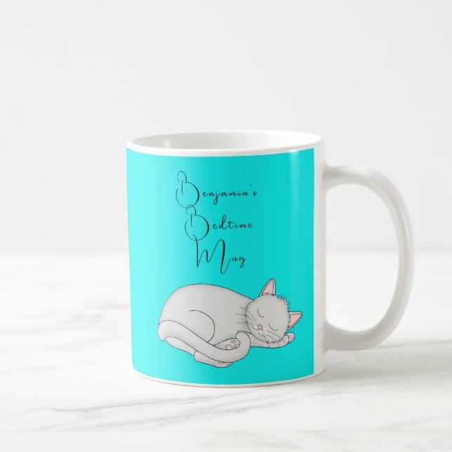 Caneca De Café Cama Personalizada de Gato Dormindo (Direita)