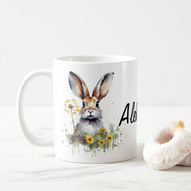 Caneca De Café Cama Personalizada Pernalonga Bunny Dandelion (Com Donut)