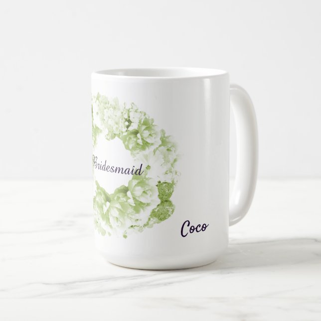 Caneca De Café Camada monocromática verde Bridesmaid Coffee Mug (Frente Esquerda)
