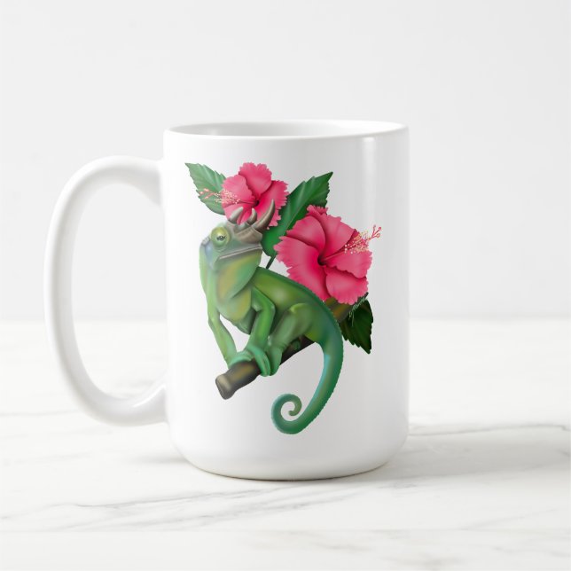 Caneca De Café Camaleão de Jackson com Hibiscus (Esquerda)
