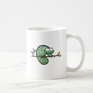 Caneca De Café Camaleão Desenho Animado Engraçado Verde Fofo