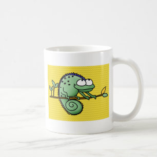 Caneca De Café Camaleão Desenho Animado Engraçado Verde Fofo