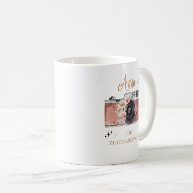 Caneca De Café câmara de vinagre fotógrafo Texto personalizado ++ (Frente Esquerda)