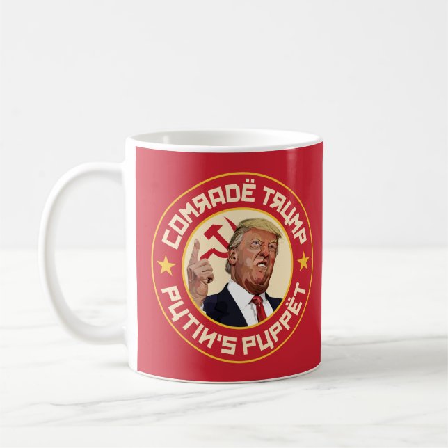Caneca De Café Camarada Trump: Fantoche de Putin - Ilustração Sov (Esquerda)