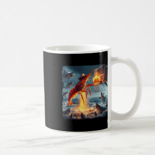 Caneca De Café Camarão Afundando o Tubarão Meme Divertido de Pesc