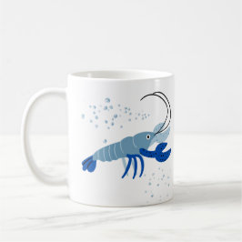 Caneca De Café Camarão azul com garras azuis escuras e Café de bo