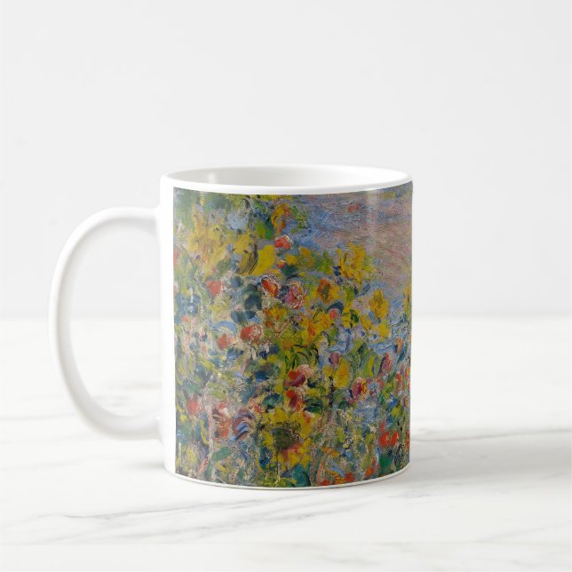 Caneca De Café Camas de Flores em Vétheuil, Paisagem Impressionis (Esquerda)