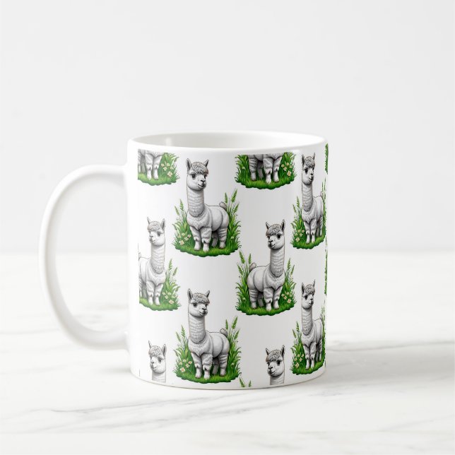 Caneca De Café Camel llama Alpaca Pattern Design (Esquerda)