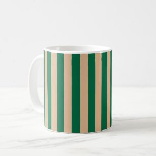 Caneca De Café Camelo Bege & Listra Verde Clássico