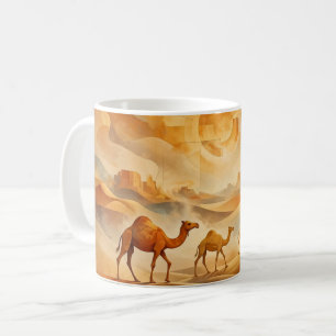 Caneca De Café Camelos do Nascer do Sol no Deserto Areias Mutante