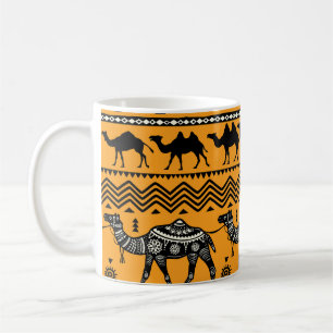 Caneca De Café Camelos Ilustração de Padrão Invisível Design.