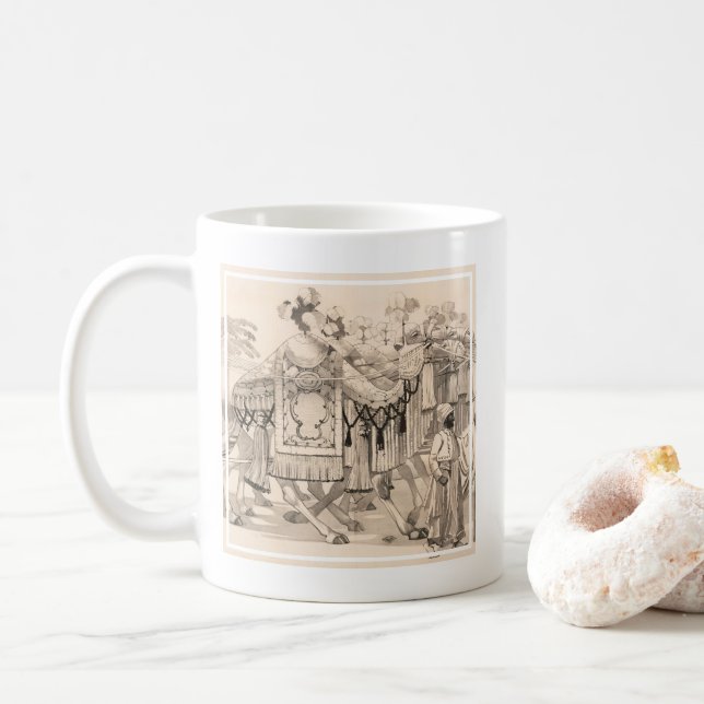 Caneca De Café Camelos Que Andam Vestidos Em Costume (Com Donut)