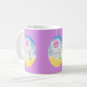 Caneca De Café Cameo estilizado de uma flor feliz -