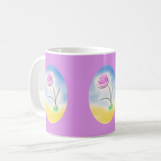Caneca De Café Cameo estilizado de uma flor feliz - (Frente Esquerda)