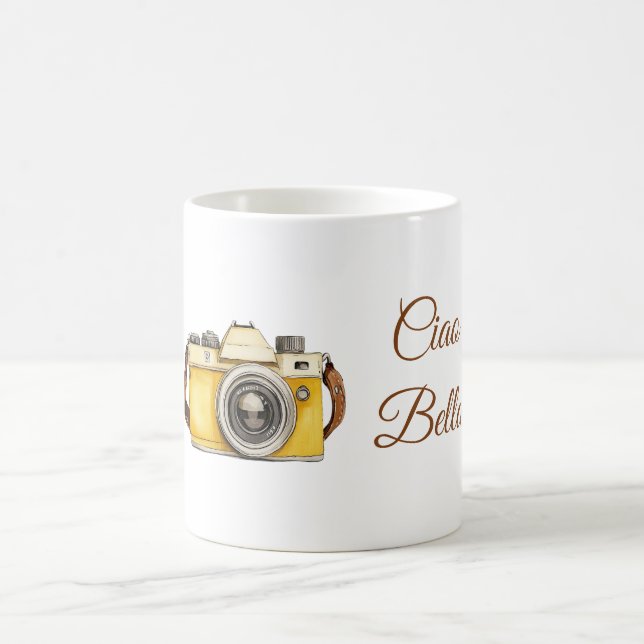 Caneca De Café Câmera Amarela Branca Ciao Bella (Centro)