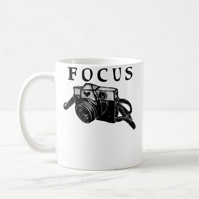 Caneca De Café Câmera Antiga 35Mm Foco Retro Em Fotografia (Esquerda)