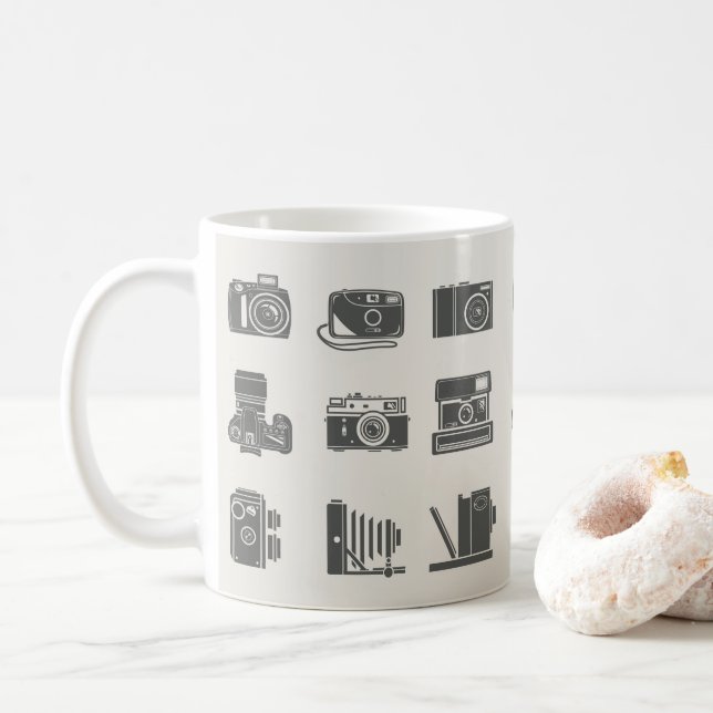 Caneca De Café Câmeras Vintage Fotografia (Com Donut)