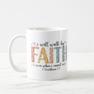 Caneca De Café Caminhada Cristã Boho Versículo Bíblico Floral