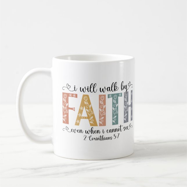 Caneca De Café Caminhada Cristã Boho Versículo Bíblico Floral (Esquerda)