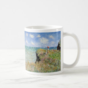 Caneca De Café Caminhada no penhasco em Pourville - Claude Monet