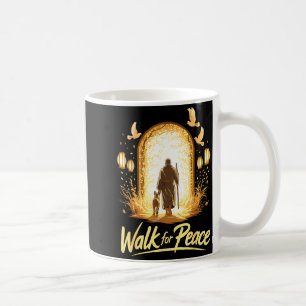 Caneca De Café Caminhada pela paz monge espiritual com cão e pomb