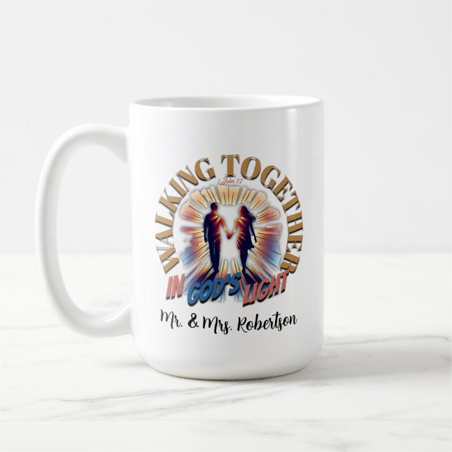 Caneca De Café "Caminhando juntos à luz de Deus"- 1 John 1:7 (Esquerda)