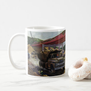 Caneca De Café Caminhão Basculante Empresarial Antigo em um Cante