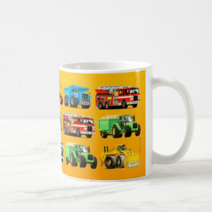 Caneca De Café Caminhão da construção dos miúdos no amarelo
