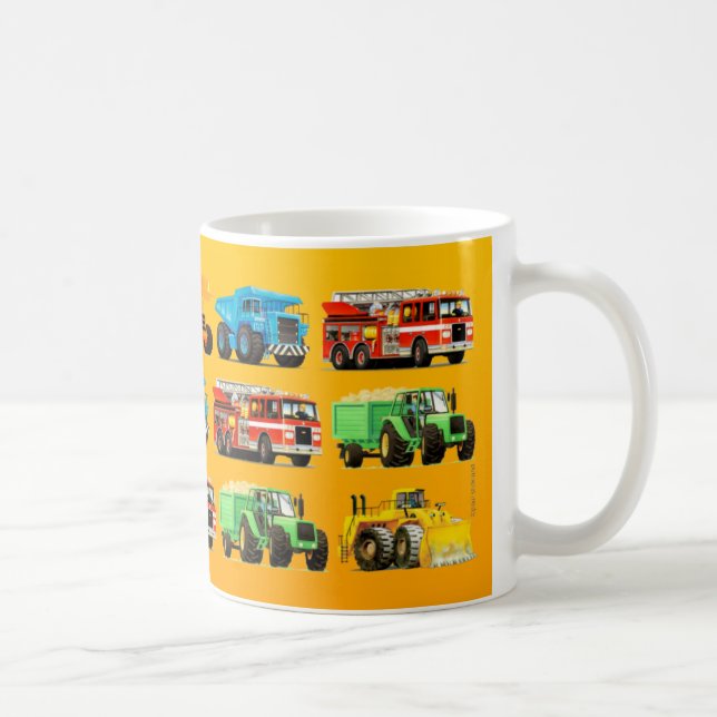Caneca De Café Caminhão da construção dos miúdos no amarelo (Direita)