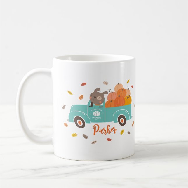 Caneca De Café Caminhão de Abóbora Bonito com Cão (Esquerda)
