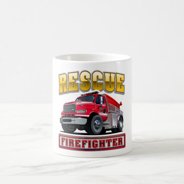 Caneca De Café Caminhão de bombeiros de desenho animado (Centro)