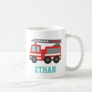 Caneca De Café Caminhão de Bombeiros Vermelho Fofo para Pequenos