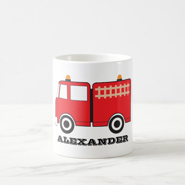 Caneca De Café Caminhão de Fogo Vermelho Personalizado (Centro)