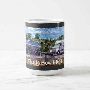 Caneca De Café Caminhão de Mercadorias Branco Big Rig para Caminh