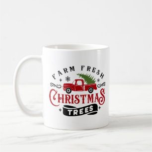 Caneca De Café Caminhão de Vintage, Árvores de Natal Frescas faze