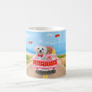 Caneca De Café Caminhão Dia de os namorados de Cão Maltês