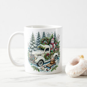 Caneca De Café Caminhão Festivo Entrega de natais vintages