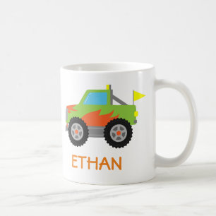 Caneca De Café Caminhão Monstro Verde Personalizado para Meninos