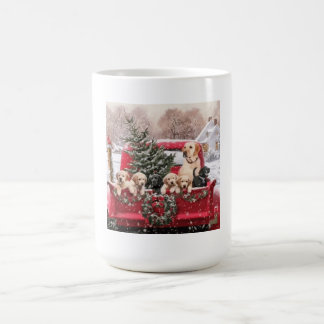Caneca De Café Caminhão Vermelho, Retro, Bonito De Natal Com Cães