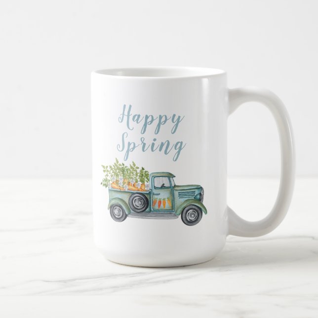 Caneca de Café Caminhão Vintage Feliz Primavera (Direita)