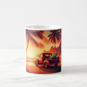 Caneca De Café caminhão vintage tropical/havaiano de surf