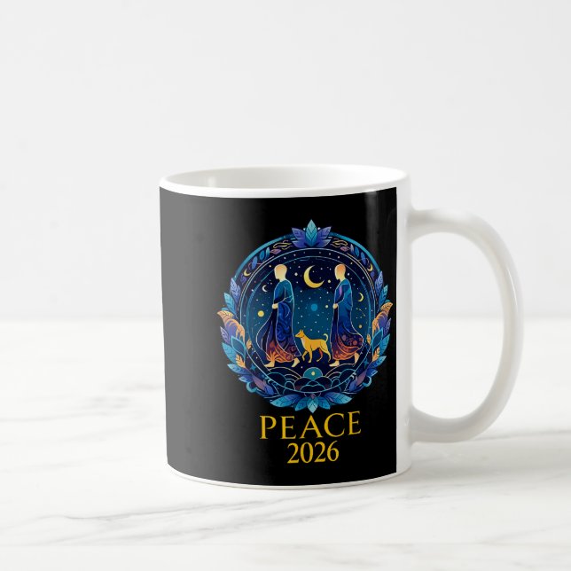 Caneca De Café Caminhar em paz monges da paz mundial de 2026 com  (Direita)
