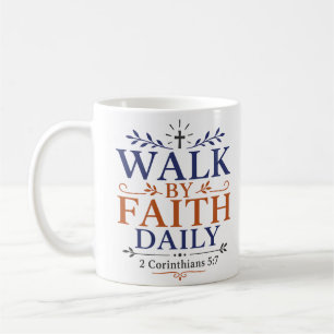 Caneca De Café Caminhar Pela Fé Diariamente Citação Cristã Minima