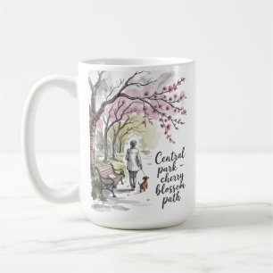 Caneca De Café Caminho das flores de cerejeira do Central Park