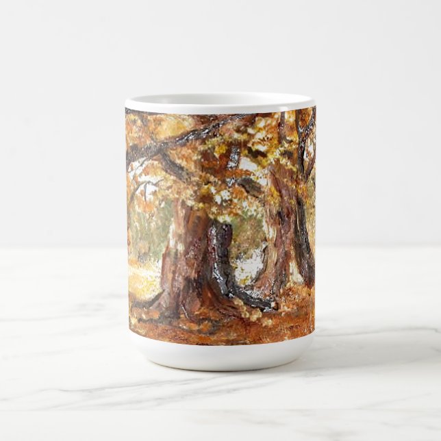 Caneca De Café Caminho de outono com árvores e folhas (Centro)
