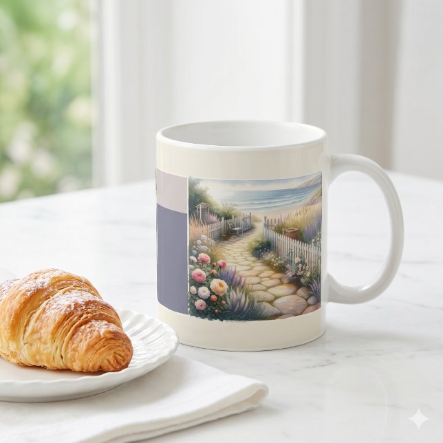 Caneca De Café Caminho do Jardim da Cabana até o Mar (Cottage Garden Path to the Sea Coffee Mug)