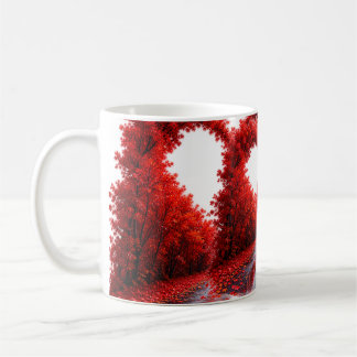 Caneca De Café Caminho Florestal do Coração Vermelho – Design de
