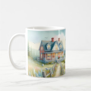 Caneca De Café Caminho para a Cabana Costeira do Farol