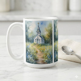 Caneca De Café Caminho Rústico da Igreja em Prado de Flores Silve